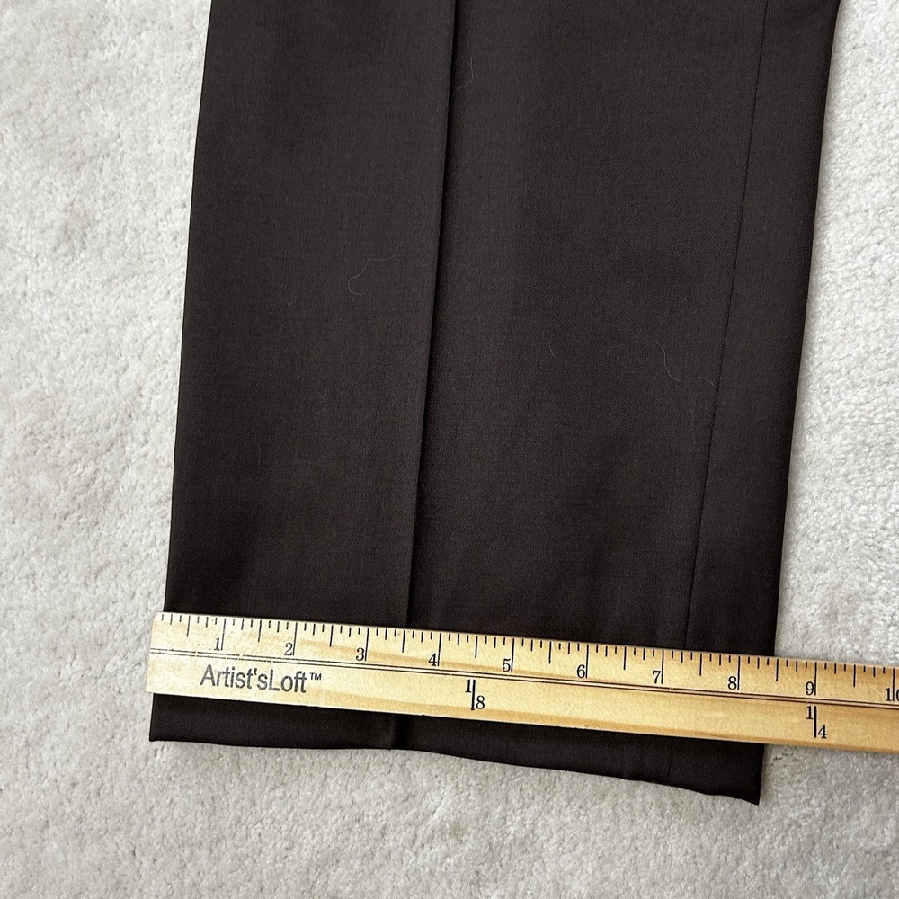 Zanella Pants Mens 38x30 Wool Pleated Dress Trousers Cuffed Lined Italy Brown - Picture 5 of 7